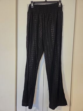 Elan Black Sheer Textured Swim Coverup Pants